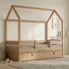 Casakids Kiddy Natural Παιδικό Κρεβάτι Montessori 3 σε 1 με Αφαιρούμενη Σκεπή 90cm